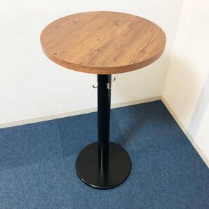 ハイタイプ丸テーブル 多目的ディスプレイテーブル 550丸型 4ヶ所フック・脚部底アジャスター付 カウンターテーブル完成品