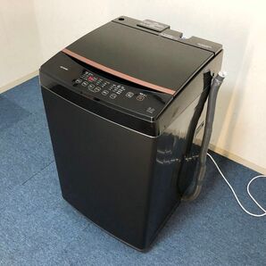IRIS OHYAMA 全自動洗濯機 8.0kg IAW-T803BL ブラック 4~5人用 フラットガラス扉 アイリスオーヤマ