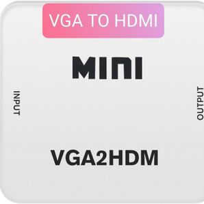 VGA to HDMI 変換アダプタ VGA→HDMI 出力 ビデオ変換アダプタ USB給電 1080P対応 白色