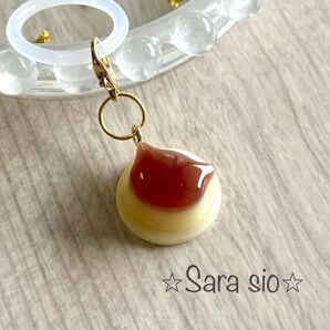 レジンチャーム ねこプリン めじるしアクセサリー アンブレラマーカー付き