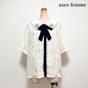 axes femme アクシーズファム セーラー襟ボウタイ刺繍ブラウス 花柄 ロリータ 量産型