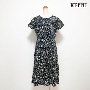 KEITH キース フレアフローラルワンピース 黒 花柄 春夏 上品素敵