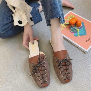 【セール品!】大人可愛い☆ 編み上げ ミュール