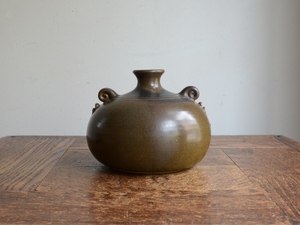 アンティーク花器 オブジェ ヴィンテージ デザイン 陶器 フラワーベース（H9.5cm） 華道 花瓶 生け花 ポット