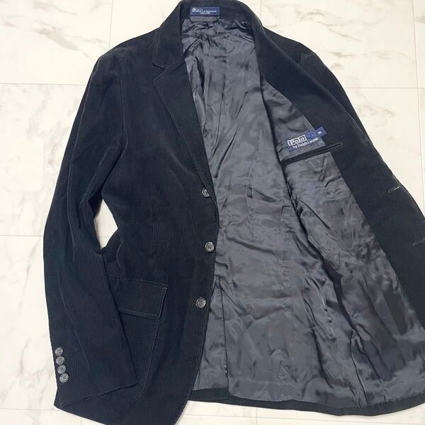 美品 POLO by Ralph Lauren ポロバイラルフローレン コーデュロイ テーラードジャケット ブラック 38 L相当