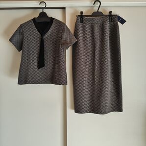 2023 シップス SHIPS セットアップ ブリスター ジャカード スカート ボウタイ カットソー