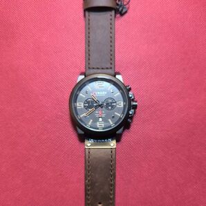 【CURREN】メンズ スポーツ 腕時計 多機能タイマー 防水 (IPX8)フェイクレザー ストラップ 日付表示