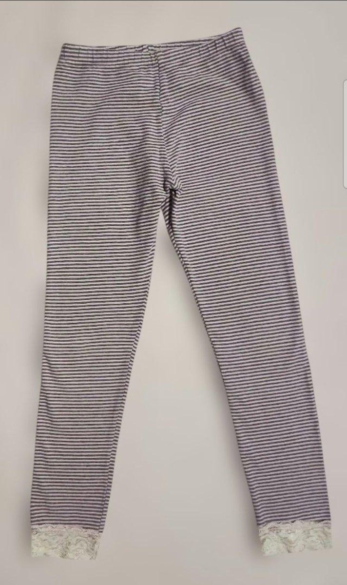 美品 a.v.v ピンクボーダー レギンス レース付き 130cm