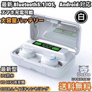 ワイヤレスイヤホンLED Bluetooth 5.1ノイズキャンセリング 高音質 大容量 完全ワイヤレスイヤホン 自動ペアリング