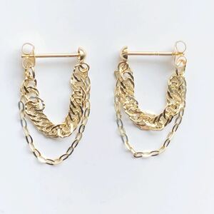 18 gold screw chain 2 ream earrings hoop earrings 