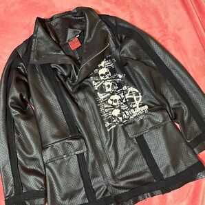 MAD スカルプリント 切りっぱなしカットオフ パンクハーフコート 新品未使用