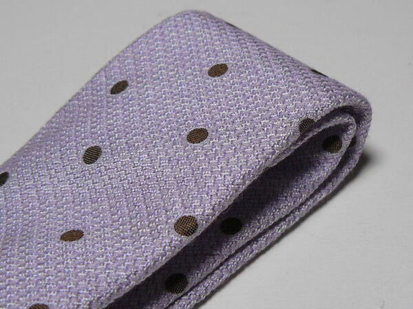 ABLA(KITON傘下)◆ナポリ◆Made in Italy◆ネクタイ◆Dotted Knit Tie◆71% Silk, 29% Linen/絹麻◆Lavender◆アブラ/Napoli/イタリア製