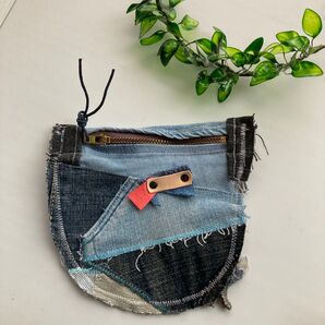 デニムリメイク ポーチ 小物入れ パッチワークポーチ デニムリメイクポーチ