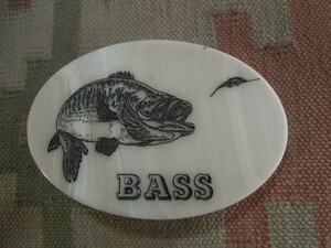 * BASS fishing buckle natural stone * fishing Carving bus K35