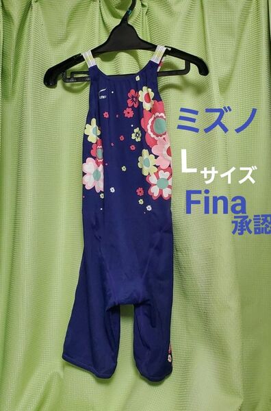 ミズノ Fina承認 Lサイズ 85EI-202 競泳水着 ハーフスパッツ レディース 競泳 ワンピース 水着 花柄 プール 水泳
