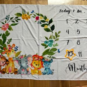 ベビー月齢フォトシート 寝相アート 撮影シーツ 動物柄 アニマル
