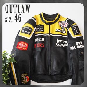 ハーレーダビッドソン&マルボロマン ミッキー・ローク着用 フルデコライダースジャケット 大きいサイズ46 OUTLAW アウトロウ