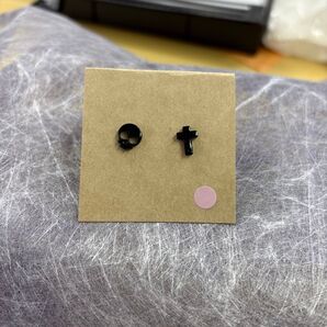 ピアス スカル クロス 2個セット ブラック メンズ レディース