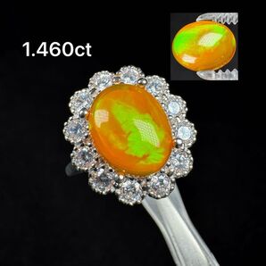 天然ファイヤーオパール 1.460ct高透明 遊色効果抜群!エチオピア産 ジュエリー極