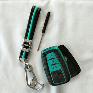 トヨタ 専用スマートキーケース キーカバー キーホルダー 保護カバー おしゃれ グリーン ターコイズ系 【価格相談募集中】