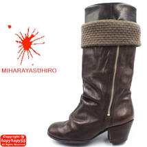 定価8.8万■名作 MIHARA YASUHIRO ニットレイヤード ロングブーツ◆牛革 レザー サイドジップ LGB hyde KMRi ifsixwasnine_画像5