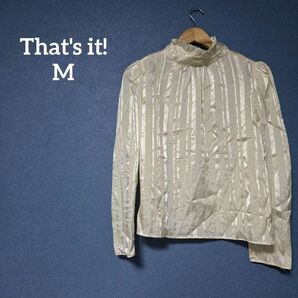 That's it! 【M】 ストライプ ハイネック ブラウス 白 トップス