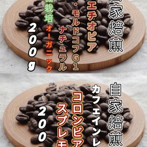 【エチオピア】モカ・モルドコフG1【コロンビア】デカフェ 自家焙煎豆 各200g(自家焙煎 コーヒー豆 コーヒー)