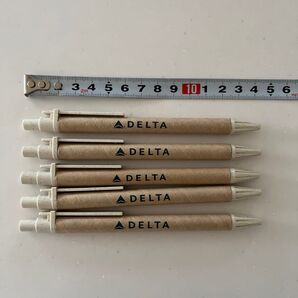 【出品のための試し書きのみ】DELTA デルタ航空アメニティ 紙製ボールペン 5本セット