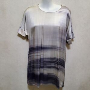 オーダーメイド ストレッチシルク グラデーションストライプ Tシャツ カットソー 半袖