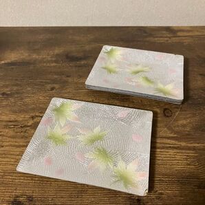 【昭和レトロ当時物】TUTANKA ツタンカ 七宝焼 銘々皿 角皿 小皿 菓子皿 お皿枯山水 緑紅葉柄 5枚セット和食器 食器