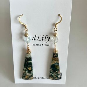 ピアス 天然石 ピカソジャスパー おしゃれ シンプル ハンドメイド