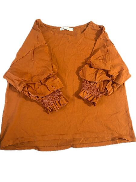 niko and... ニコアンド ボリュームスリーブカットソー オレンジ系 M