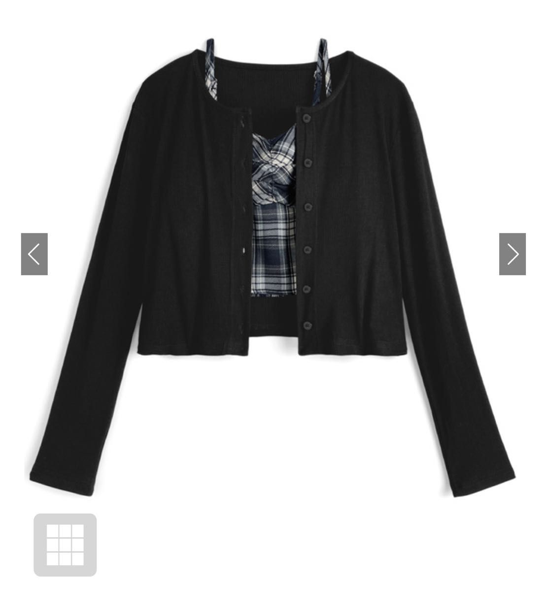 GRL チェック柄ギャザーキャミソールカーディガン アンサンブル［ks135］