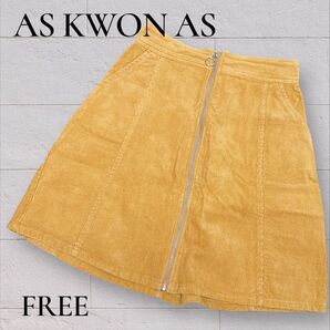 AS Kwon AS コーデュロイ タイトスカート FREE イエロー スカート タイト