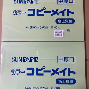 カラー コピー用紙 A4 中厚口 200枚 (100枚 2点) ウグイス