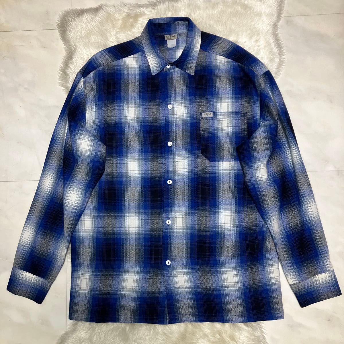 USA製　CALTOP キャルトップ　オンブレチェック　長袖 フランネル シャツ 米国製 アメリカ製 メンズ ネルシャツ L