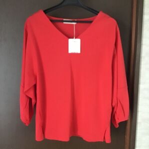 レッド Vネック ブラウス トップス