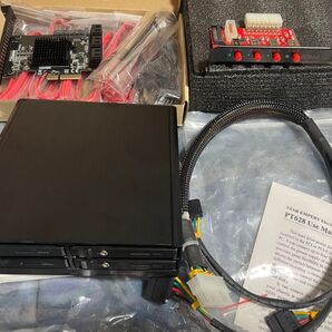 マルチブートパソコン作成キット SATA SSDケース4ベイ SATA8ポート拡張カード 電源スイッチ4チャンネル 3点セット