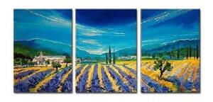 【受注制作】アートパネル 『ラベンダー畑』 40x60cm x 3枚組 肉筆, 絵画, 油彩, 自然、風景画