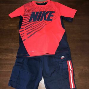 [ Nike |NIKE] short sleeves T-shirt Junior size M 150. shorts short bread size S 140.2 pieces set used orange × navy 