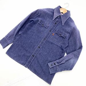 リーバイス ☆ LEVIS ☆ 80s オレンジタブ ヴィンテージ 長袖 シャツ デニムシャツ S-M相当 タイトで綺麗なシルエット♪ 希少モデル■AJ41