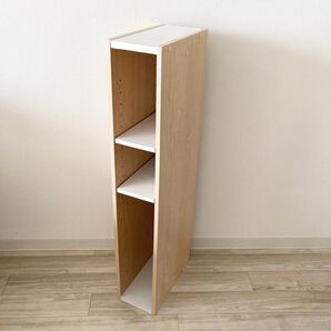 スペースユニット スリムカラーボックス 3段棚 ホワイト×ナチュラル