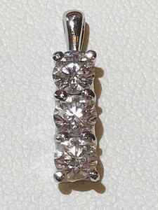 *Pt900 diamond 3 stone 0.77ct attaching pendant *