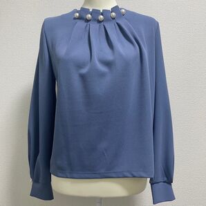 未使用 indexインデックス カットジョーゼット ギャザーパールネックトップス