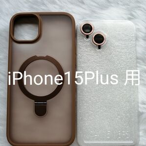 iPhone15Plus 用ケース MagSafe対応 スマホスタンド用リング付属 レンズプロテクター別添え チタンカラー