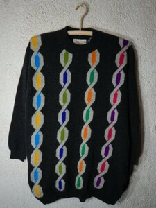 to1686 rare UNITED COLORS OF BENETTON Benetton Italy made retro vintage wool poly- amido.. knitted sweater 