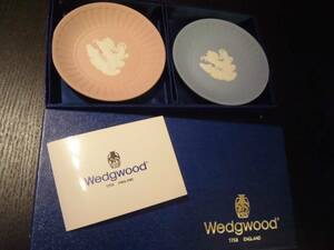 WEDGWOOD ウェッジウッド 皿 未使用 2枚 セット ジャスパー ピンク ブルー 水色 馬 イギリス 非売品 箱 プレート オブジェ アンティーク 