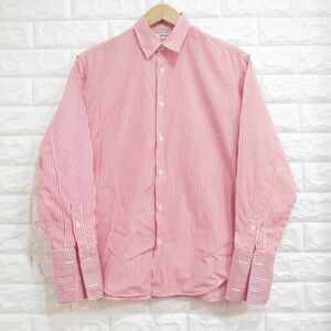 [ Zucca ] double cuffs!* stripe pattern long sleeve shirt ( red × white ) made in Japan *M