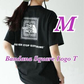 【 M 】ブラック★ バンダナ スクエア ロゴ Tシャツ★ ノースフェイス