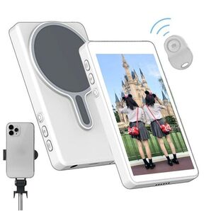 自撮りモニター 自撮りカメラ iphone ミラーリング スマホ用 背面カメラモニター フォトビデオキット スピーカー付き 磁気式